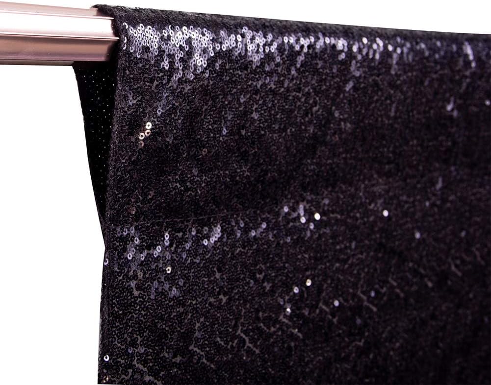 SquarePie Sequin Backdrop Curtain Non-Transparent Background Sparkly for Halloween Party 2FT x 8FT Black 2pcs