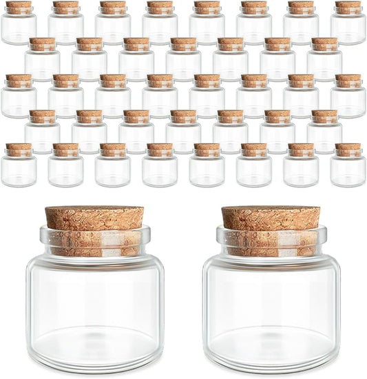 JIUYUE 40 pcs 20 ml Glass Bottle with Cork,Small Craft Jars(0.67 oz-1.45x1.57 inch)