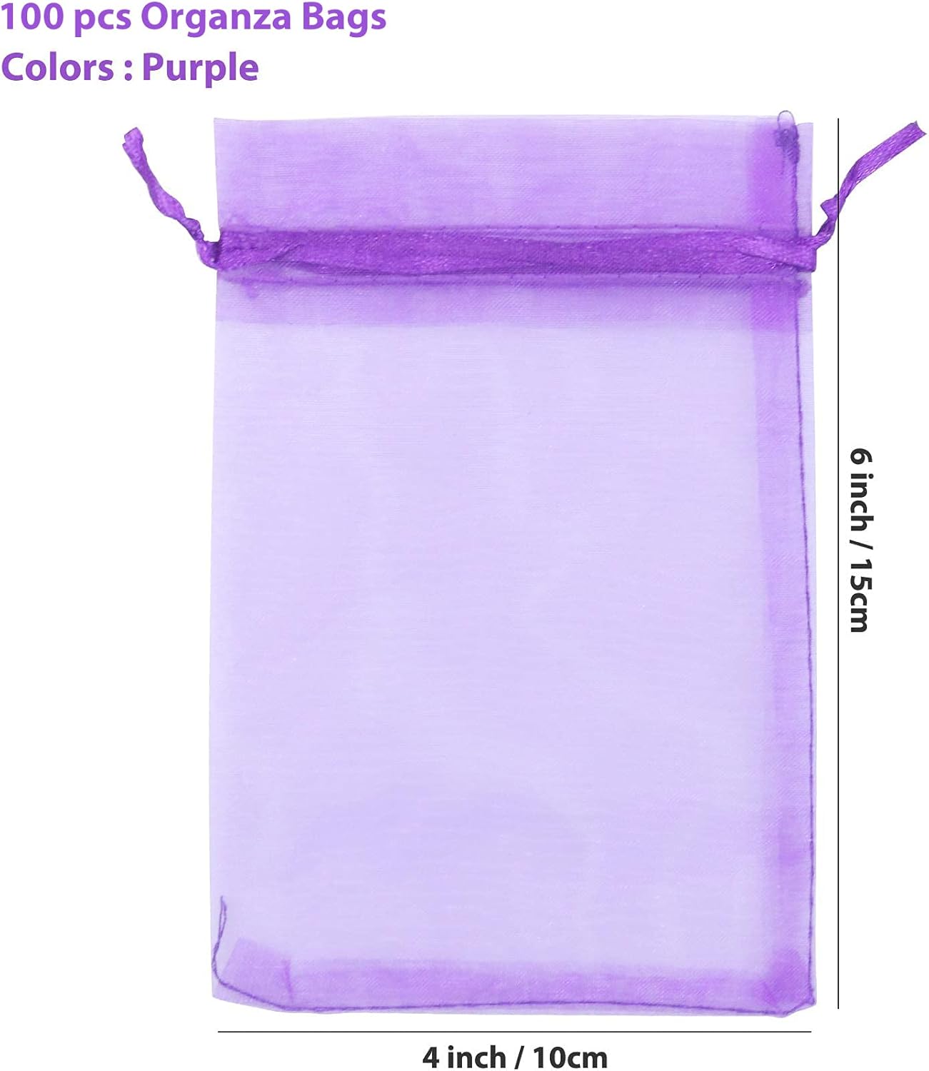 ANZNKU 100 PCS Small Organza Bags 4x6 Inches, Purple Gift Drawstring Pouches For Halloween Party Festival Earrings Cosmetic Favor Mesh Gift Bags