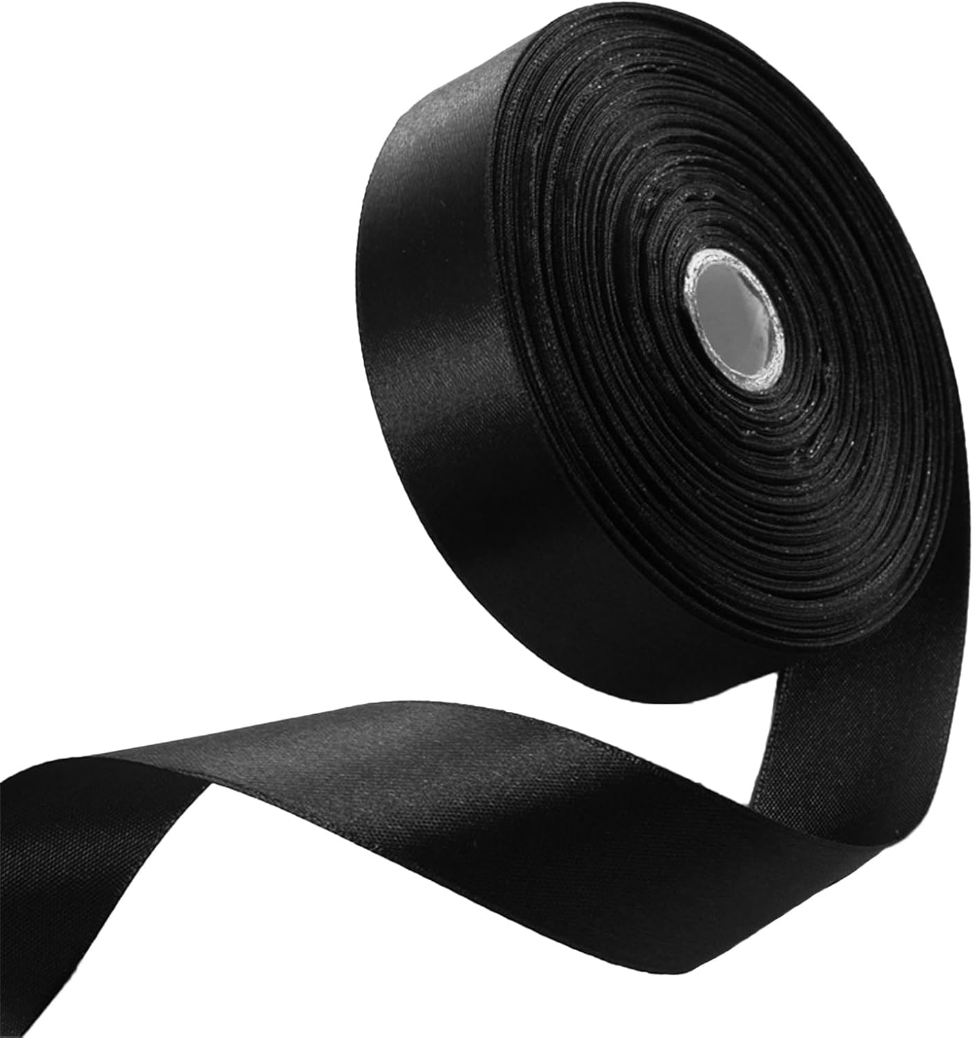 1" x 50 Yards Black Satin Ribbon Single Faced Fabric Ribbons for Gift Wrapping, Crafting, Bows Making, Flower Bouquet, Wedding, Home Decor