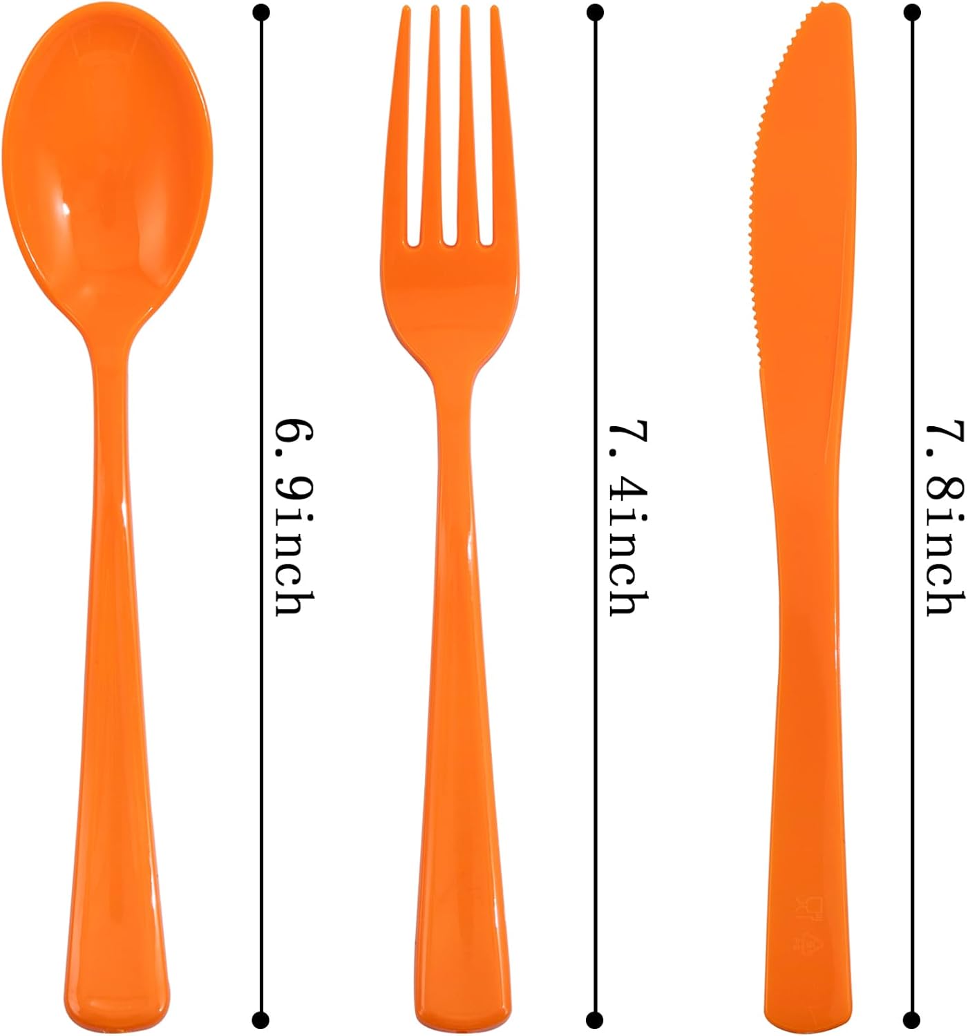 NOCCUR 180PCS Thanksgiving Plastic Silverware Disposable - Orange Plastic Cutlery Include 60 Forks, 60 Spoons, 60 Knives Ideal for Fall Party&Thanksgiving