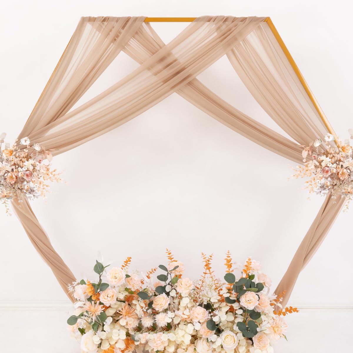 MLMC Nude Wedding Arch Draping Fabric 1 Panel 29" x 20 FT Extra Long Gauze Drapes Sheer Backdrop Curtains 6.6 Yards Outdoor Drapery Panels for Wedding Anniversary Ceiling Decoration