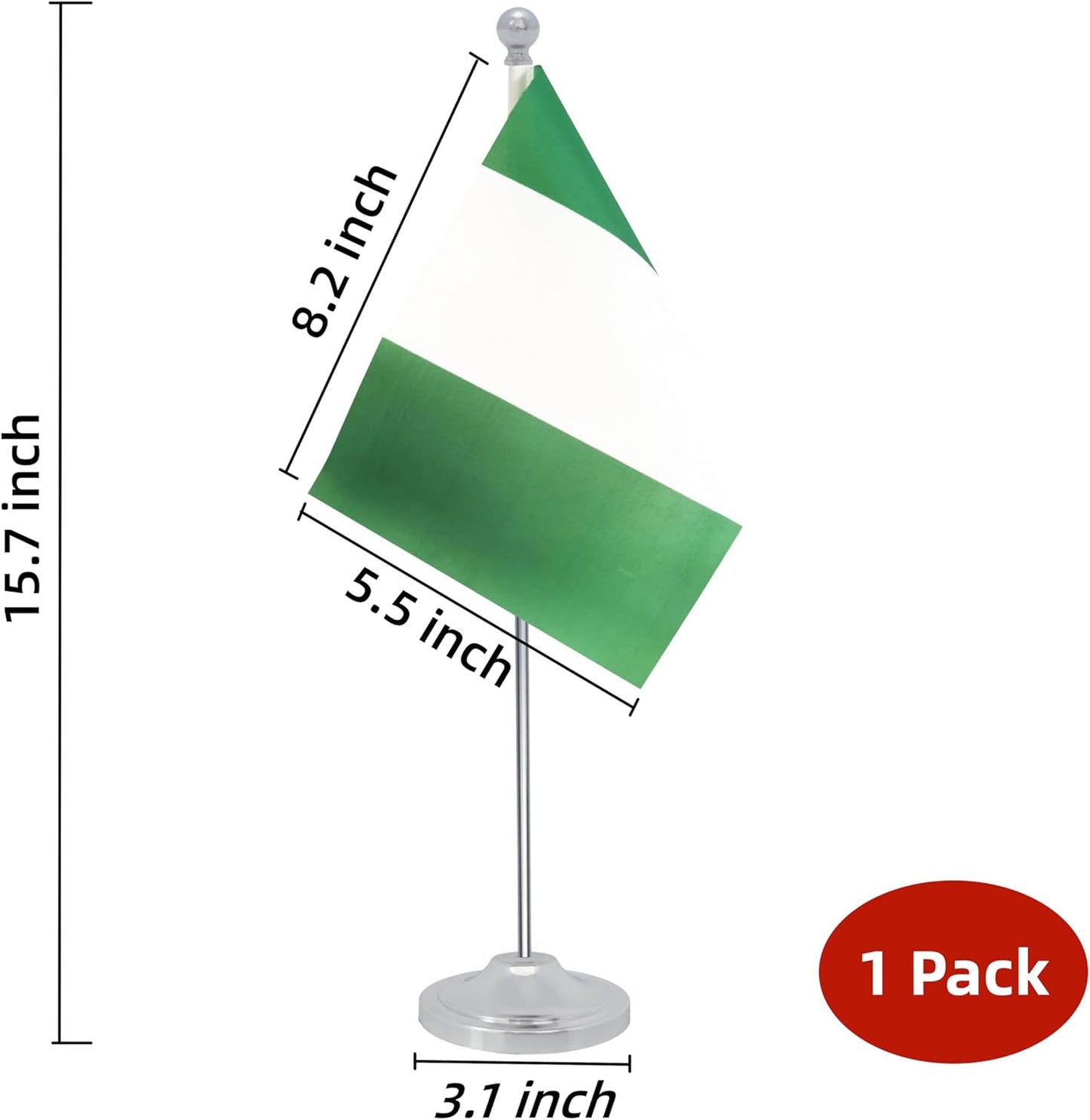 Nigeria Desk Flag, Nigerian Table Office Flag with Metal Pole and Stand Base, International Country Flags, Festival Event Celebration, Classroom Meeting Desktop Decor (Nigeria)