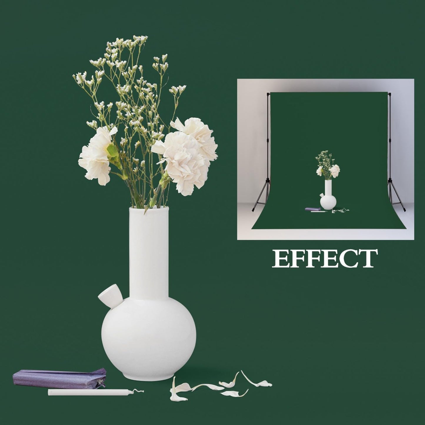 8x10FT Dark Green Screen Backdrops for Photography, Virtual Green Screen Backdrop Pieces for Meetings, Curtains for Party Decoration Video Shooting