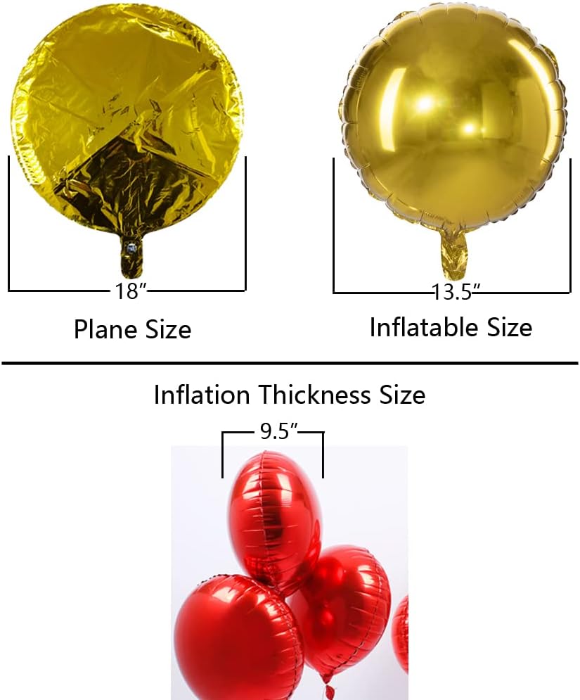 18" Gold Round Shaped Foil Balloons Mylar Helium Balloons for Birthday Party Wedding Baby Shower Decorations, Pack of 20