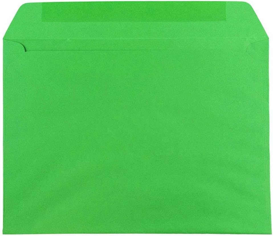 JAM PAPER 9 x 12 Booklet Colored Envelopes - Green Recycled - 100/Pack