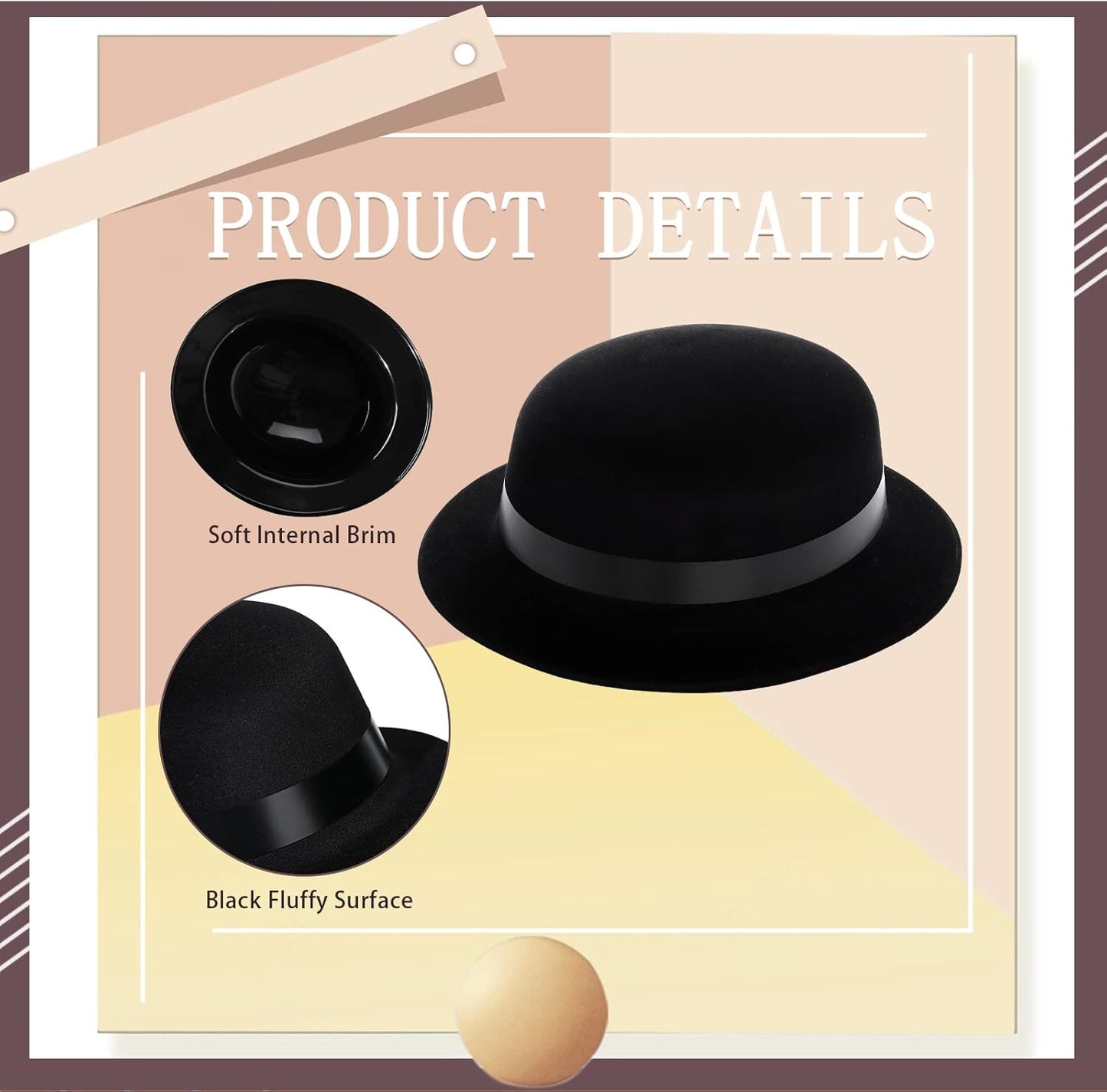 Jiuguva 12 Pieces Black Bowler Derby Hats Bulk 1920s Party Supplies, Plastic Bowler Cap, 1920s Party Dress Derby Cap for Adults Unisex Costume Party Hats for Halloween, Masquerades Party