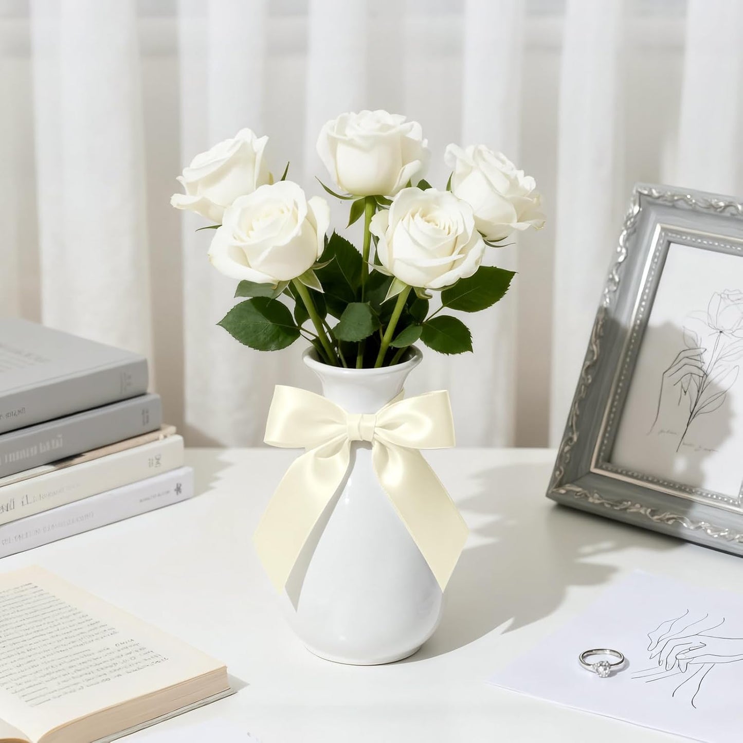 KMER LIFE 1 inch x 25 Yards Double Faced Polyester Ivory Satin Ribbon, Perfect for Gift Wrapping Very Suitable for Weddings Party Hair Bow Invitation Decorations and More