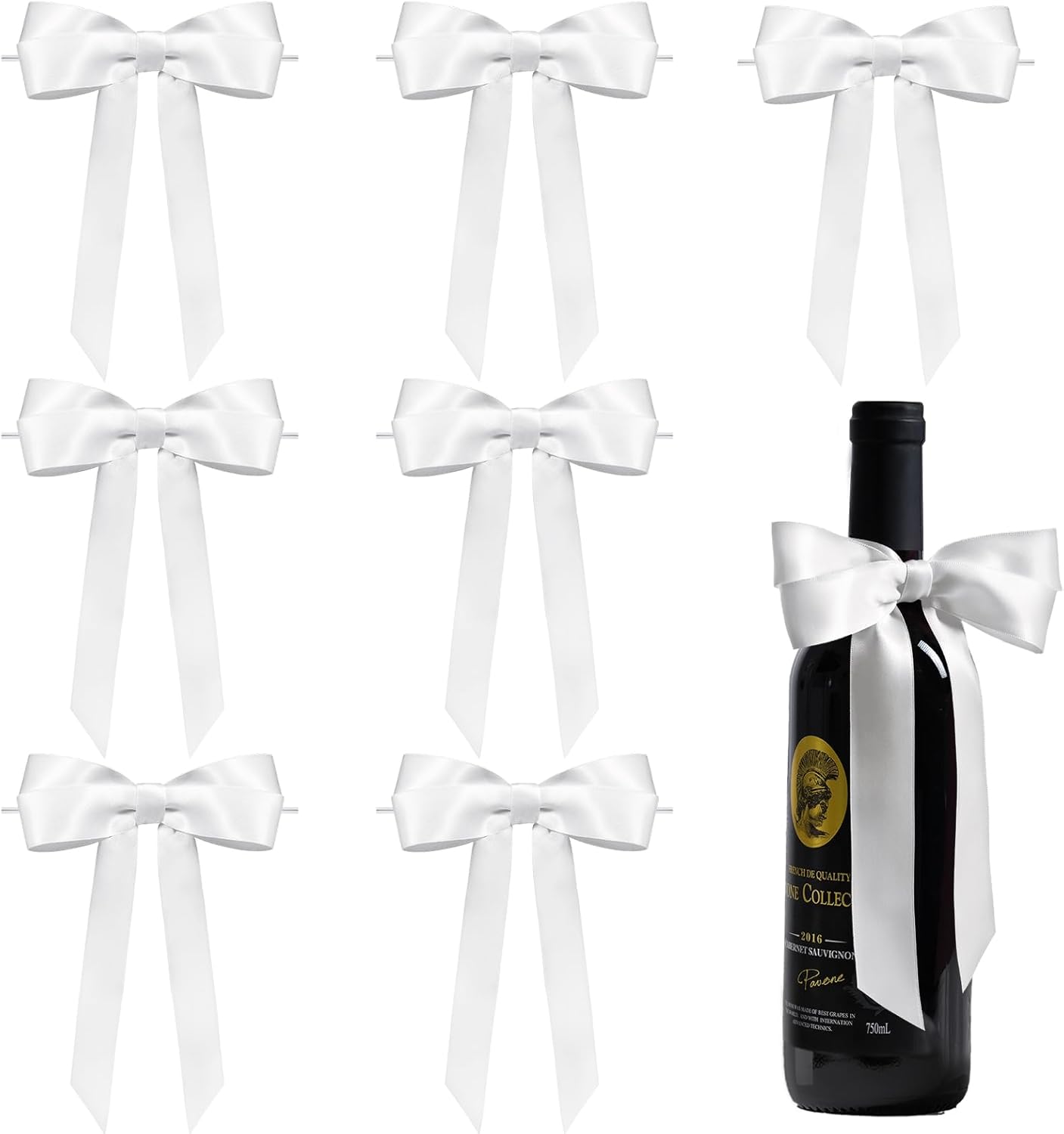 White Bows for Gift Wrapping, 5'' X 7'' Satin Gift Bows for Birthday, Wedding, Party, 30 Pcs