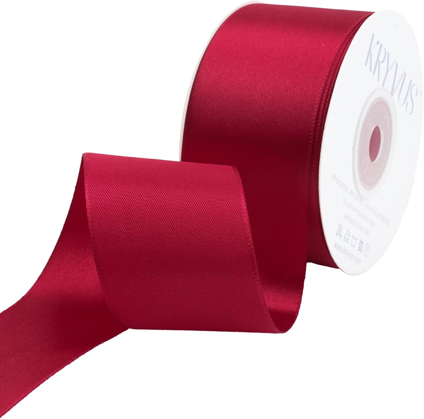 Scarlet Red Satin Ribbon 1-1/2 inch X Continuous 25 Yards, Single Face Polyester Ribbon Perfect for Gift Wrapping, Flower Bouquet, Wedding Decor, Crafts, Bow Making, Sewing and More