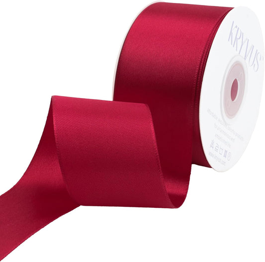 Scarlet Red Satin Ribbon 1-1/2 inch X Continuous 25 Yards, Single Face Polyester Ribbon Perfect for Gift Wrapping, Flower Bouquet, Wedding Decor, Crafts, Bow Making, Sewing and More
