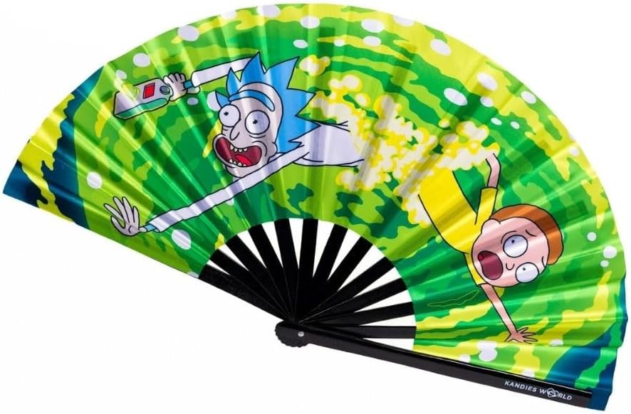 Kandies World UV Reactive Custom Festival Folding Hand Fan - Unique Designs, Made of Bamboo, Clacking Sound, Lightweight - Perfect Rave and Festival Accessory!