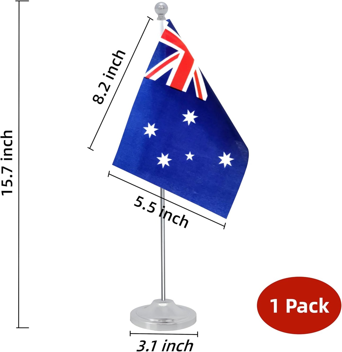 Australia Desk Flag, Australian Table Office Flag with Metal Pole and Stand Base, International Country Flags, Festival Event Celebration, Classroom Meeting Desktop Decor (Australia)