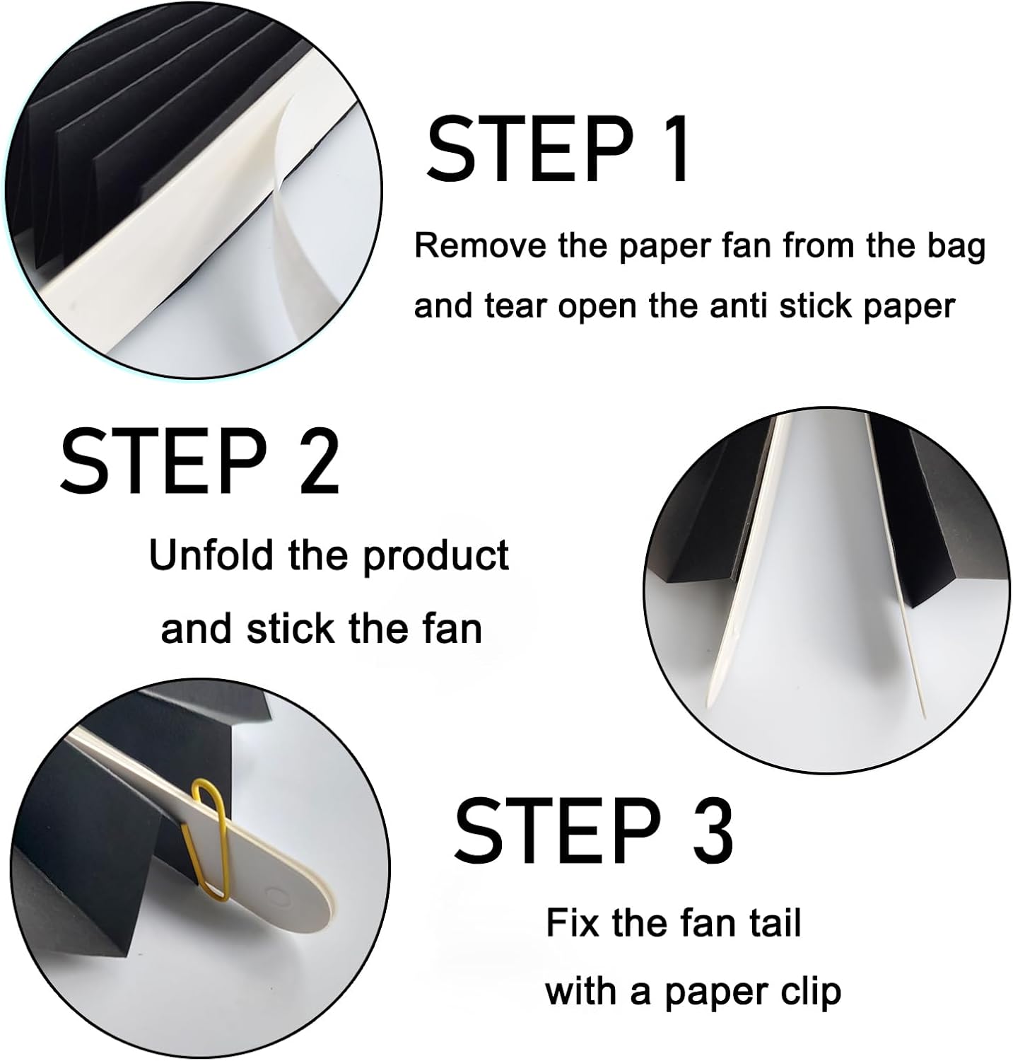 Black Party Decorations,Halloween Decor Events Accessories,Black Birthday Decorations,Anniversary Decorations for Party,Birthday Decorations for Men 12in Hanging Paper Fans 30 Color DIY Set(Black)