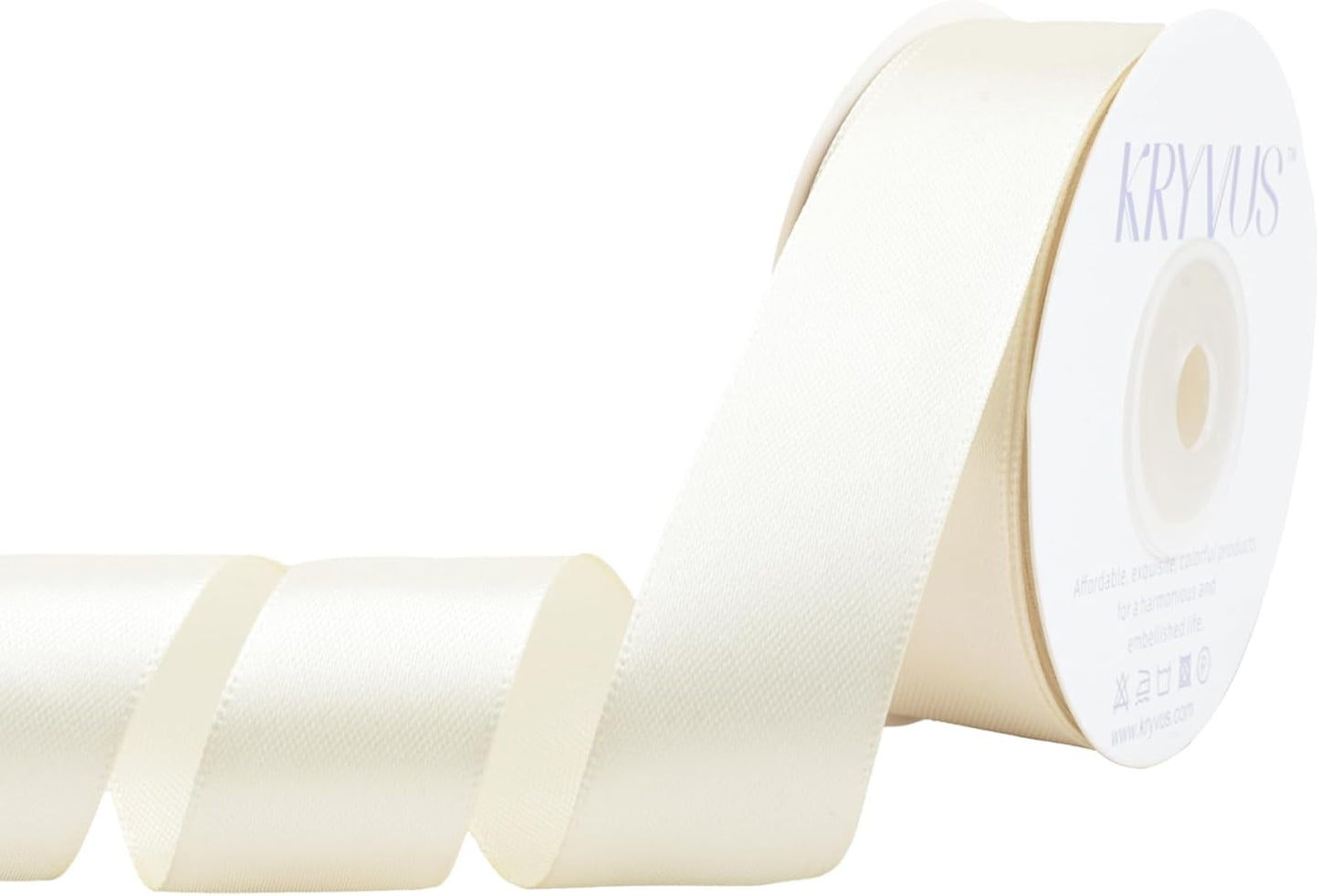 Beige Satin Ribbon 1 inch X Continuous 25 Yards, Single Face Polyester Ribbon Perfect for Gift Wrapping, Flower Bouquet, Wedding Decor, Crafts, Bow Making, Sewing and More