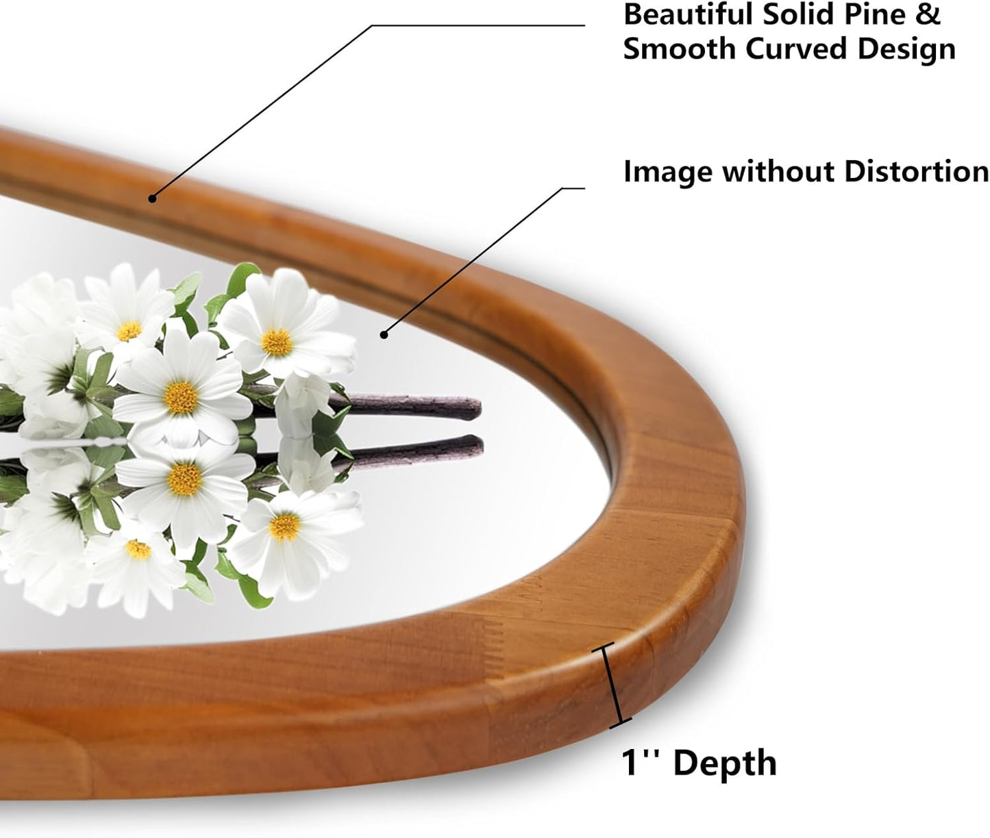 WallBeyond Asymmetrical Mirror, Irregular Mirror Full Length, Boho Wall Mirrors Decorative for Bedroom Living Room Entryway Hall, Mid Century Modern Decor 48" H x 22" W