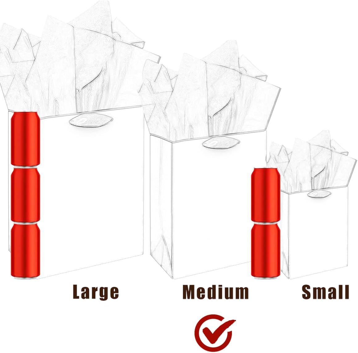 Gcardist Salmon Gift Bags with Tissue Paper for Wedding, Birthday, Party Supplies-7.9"x4.3"x9.6" Medium Size Cardboard Gift （16pcs Bags +32pcs Tissue Paper ）