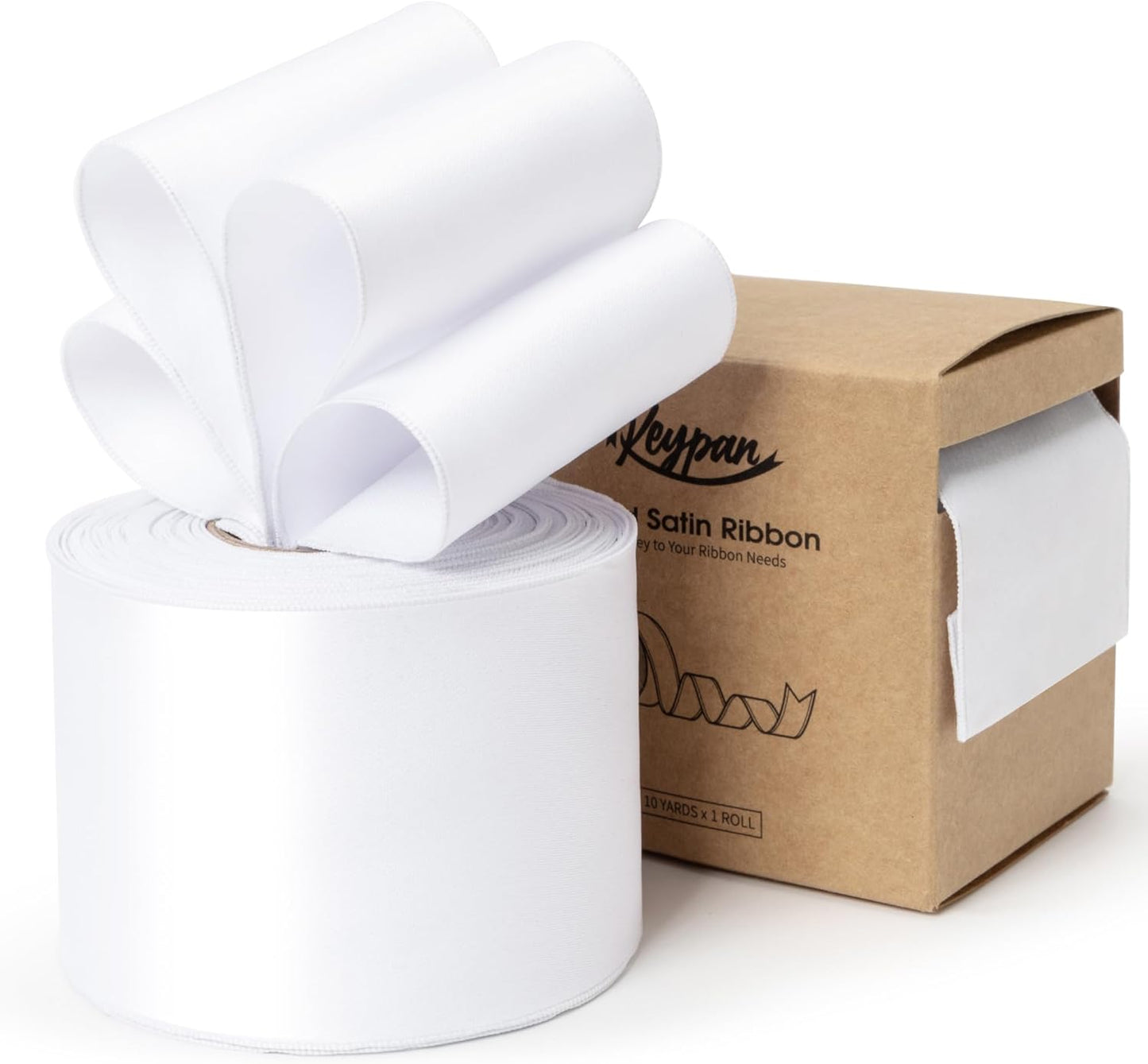 White Satin Ribbon Double-Faced Wired Ribbons for Gift Wrapping Flower Bouquet Bows Wedding Invitation Christmas Decor Crafts 2-1/2 Inch 10 Yards