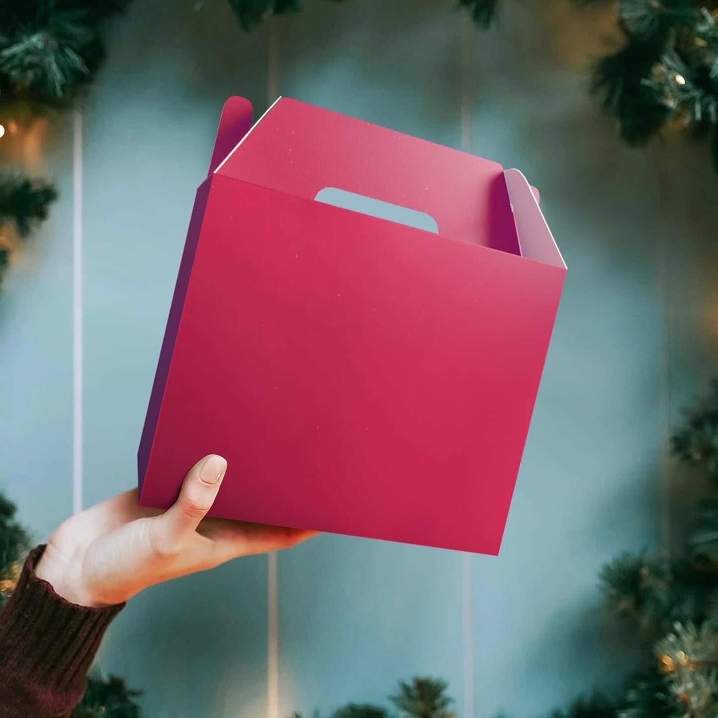 XAGLVV 24Pack Hot Pink Party Favor Treat Box Packs, 7 * 3.5 * 6.6 Inch Goodie Box with Handles, Gable Gift Boxes for Valentine's Day,Birthdays