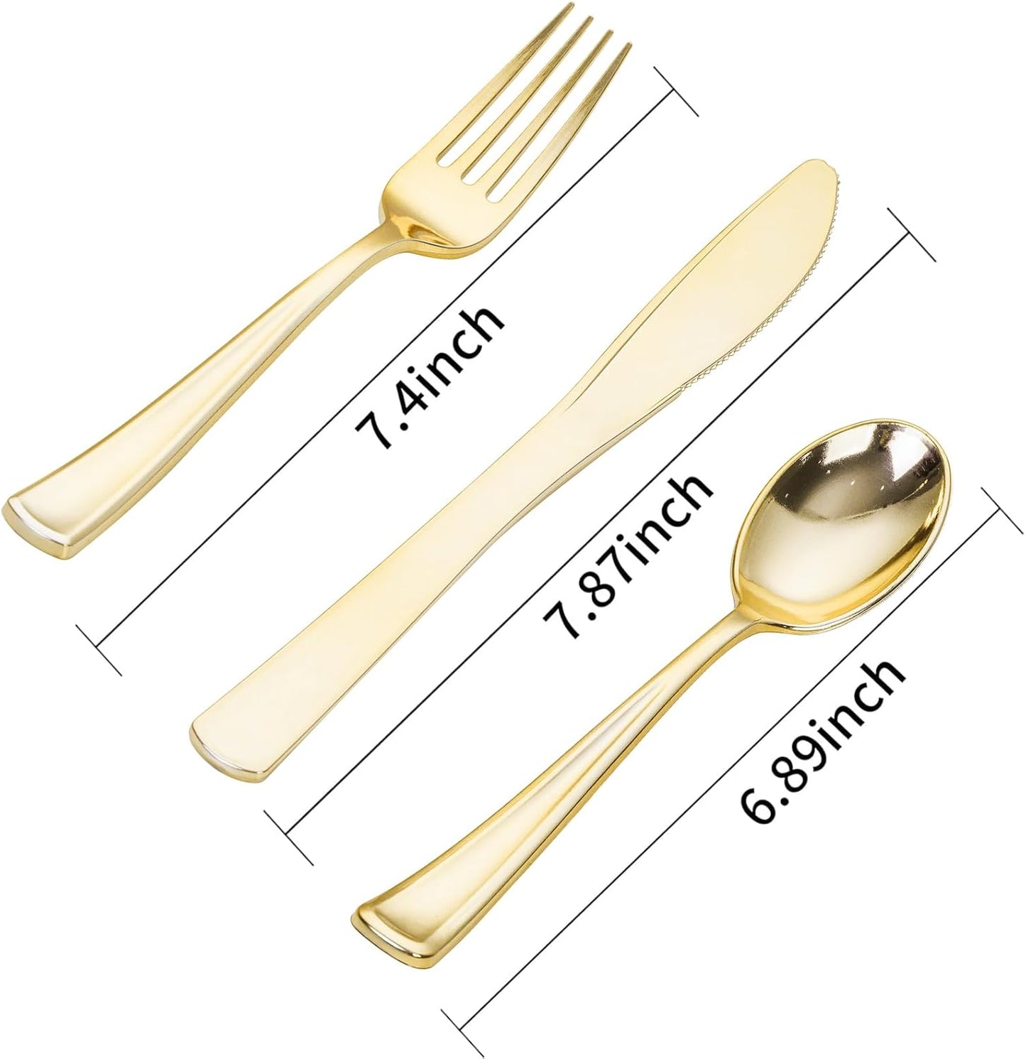 SUT 600PCS Gold Plastic Silverware, Plastic Silverware heavy duty, Disposable Cutlery, 200 Forks,200 Spoons, 200 Knives for Party
