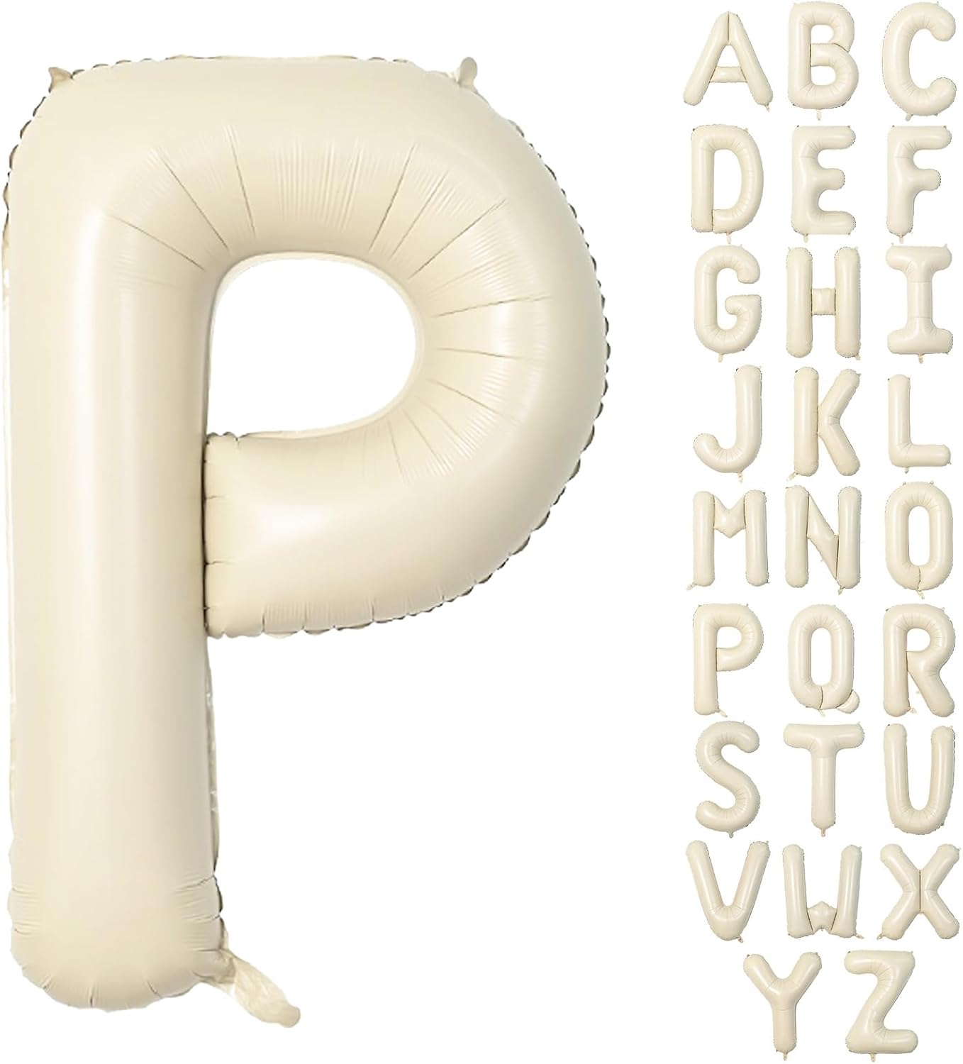 40 Inch Letter Balloons P, Big Custom A-Z Alphabet Foil Name Balloon Cream White, Self Inflating Beige Customize Helium Balloon Letters P for Women Girls Birthday Bride Baby Shower Party Decorations