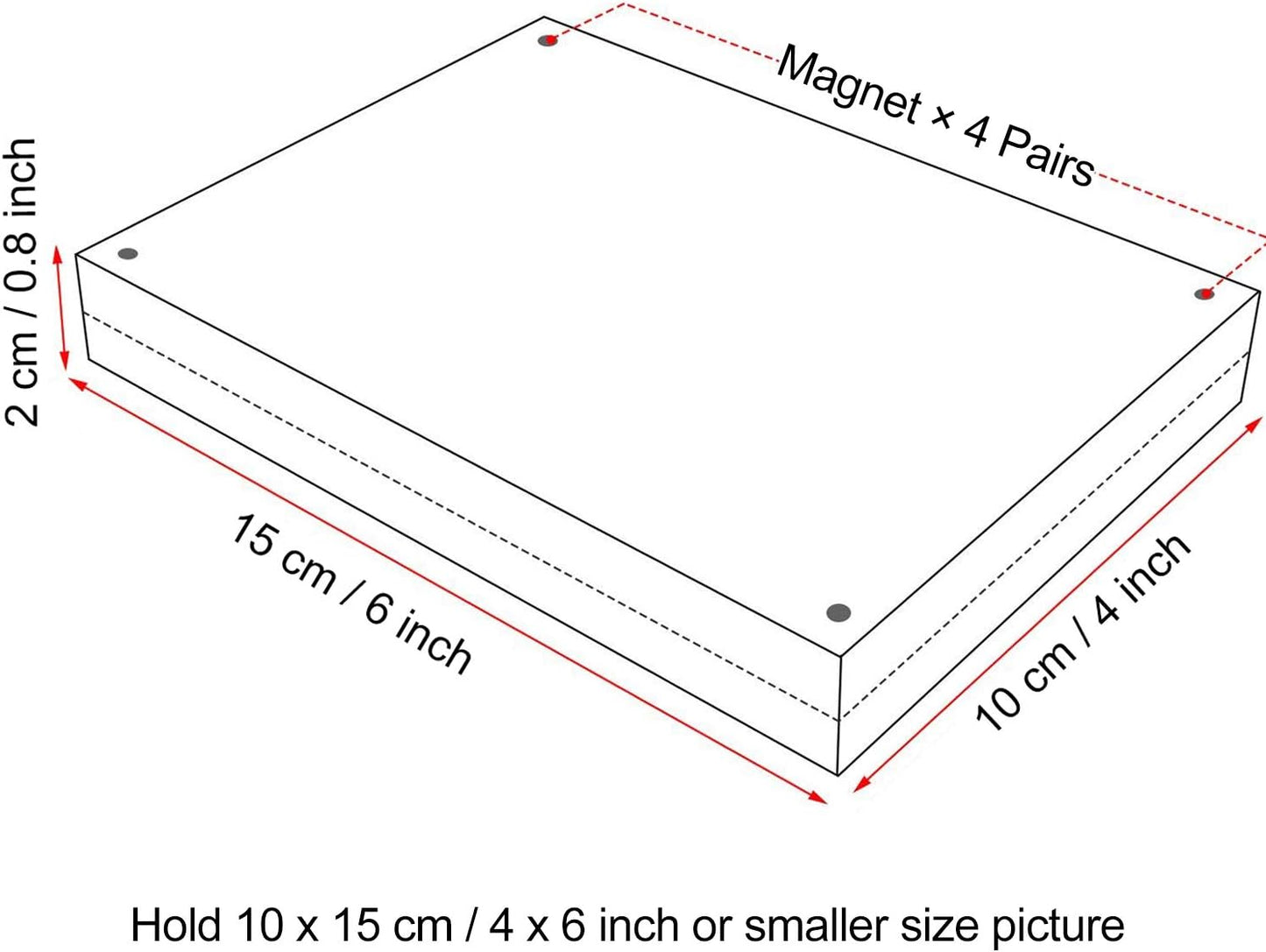 Boxalls 4x6 Inches Acrylic Picture Frames- 5 Pack, Desktop Frameless Photo Frames with Magnetic, Double Sided Transparent (5 Pack)
