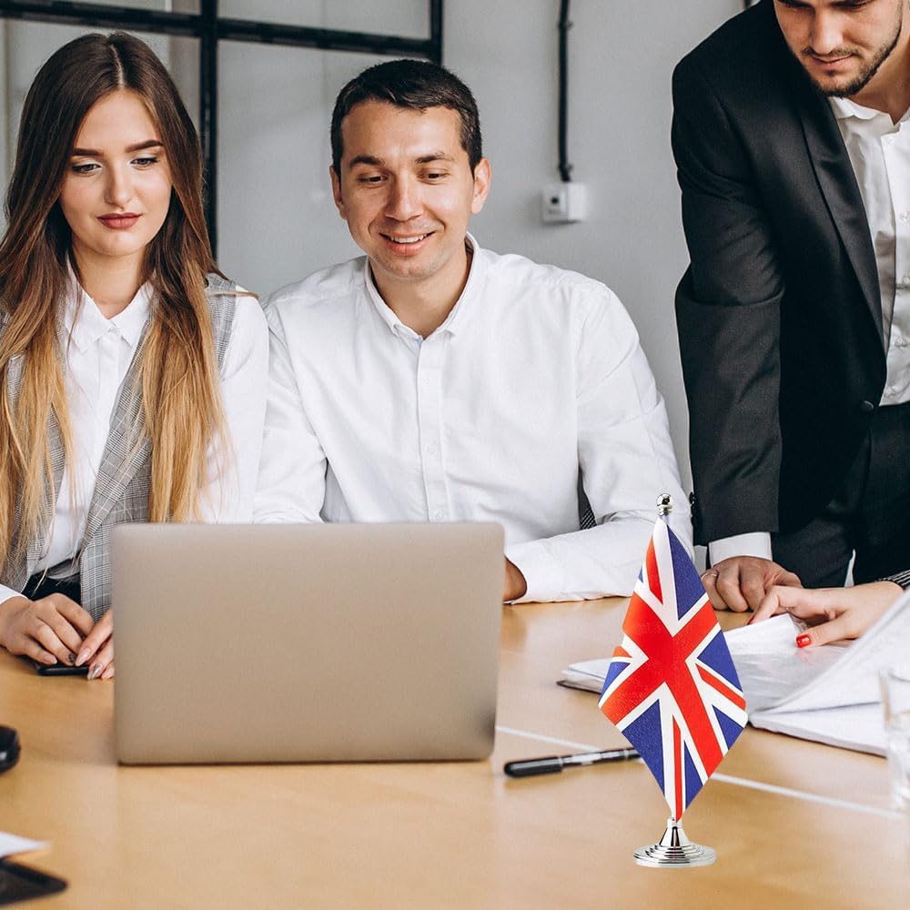 UK Flag British Flags, Small Mini British Desk Flag, Used for Table Office Classroom Home Patriotic Events Decorations