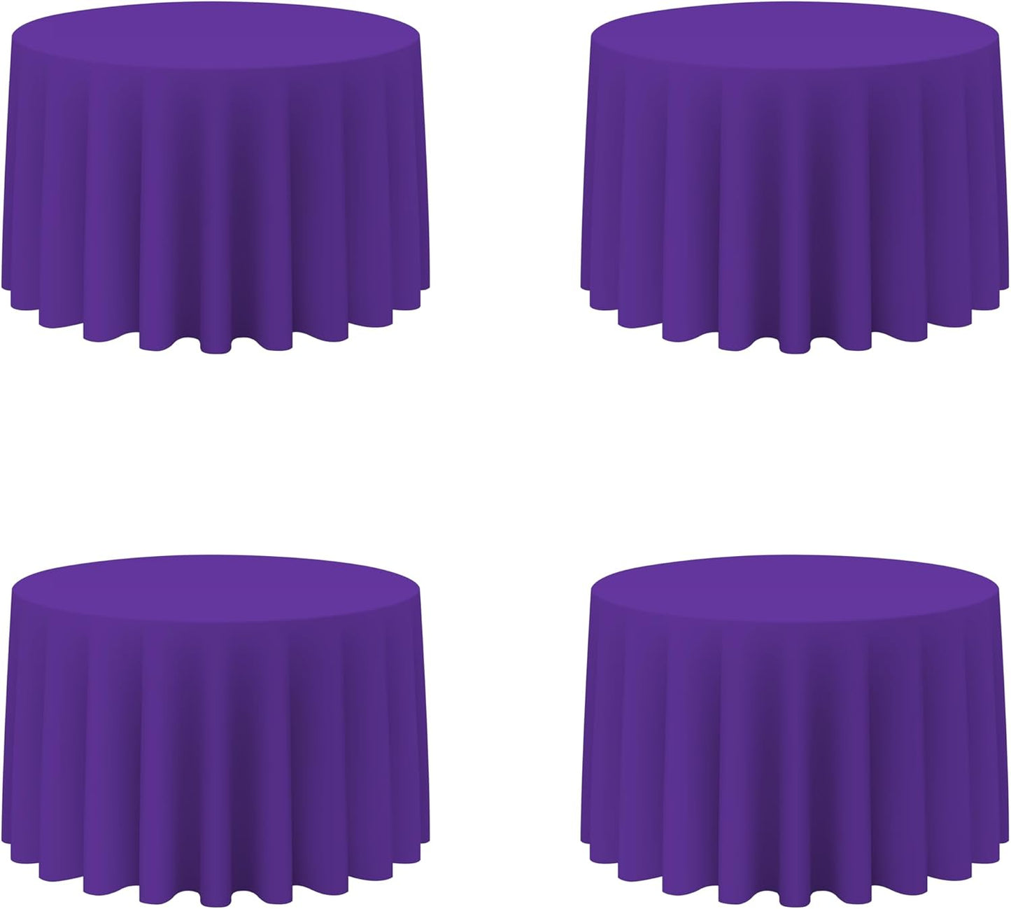 BRILLMAX 4 Pack Purple Round Tablecloths 108 Inch - Circle Bulk Linen Polyester Fabric Washable Table Cloth Cover for Wedding Reception Banquet Birthday Party Buffet Restaurant
