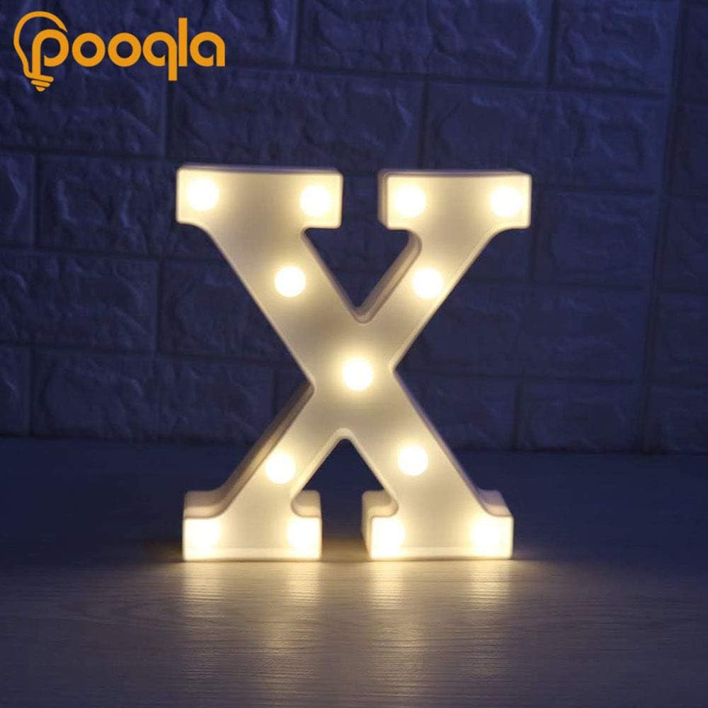 Pooqla LED Marquee Letter Lights Sign, Light Up Alphabet Letter for Home Party Wedding Decoration X