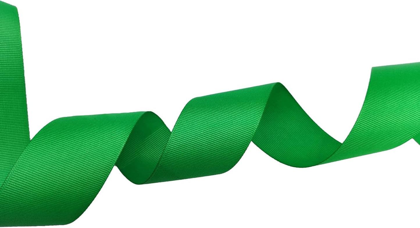 One Roll 50 Yards Soild Green Grosgrain Ribbon 1 1/2 inch Flower Bouquets Ribbons-1.5 inch Thick Gift Wrapping Ribbon-DIY Crafts Bow Hair Headband Accessories Ribbons #553(38mm)