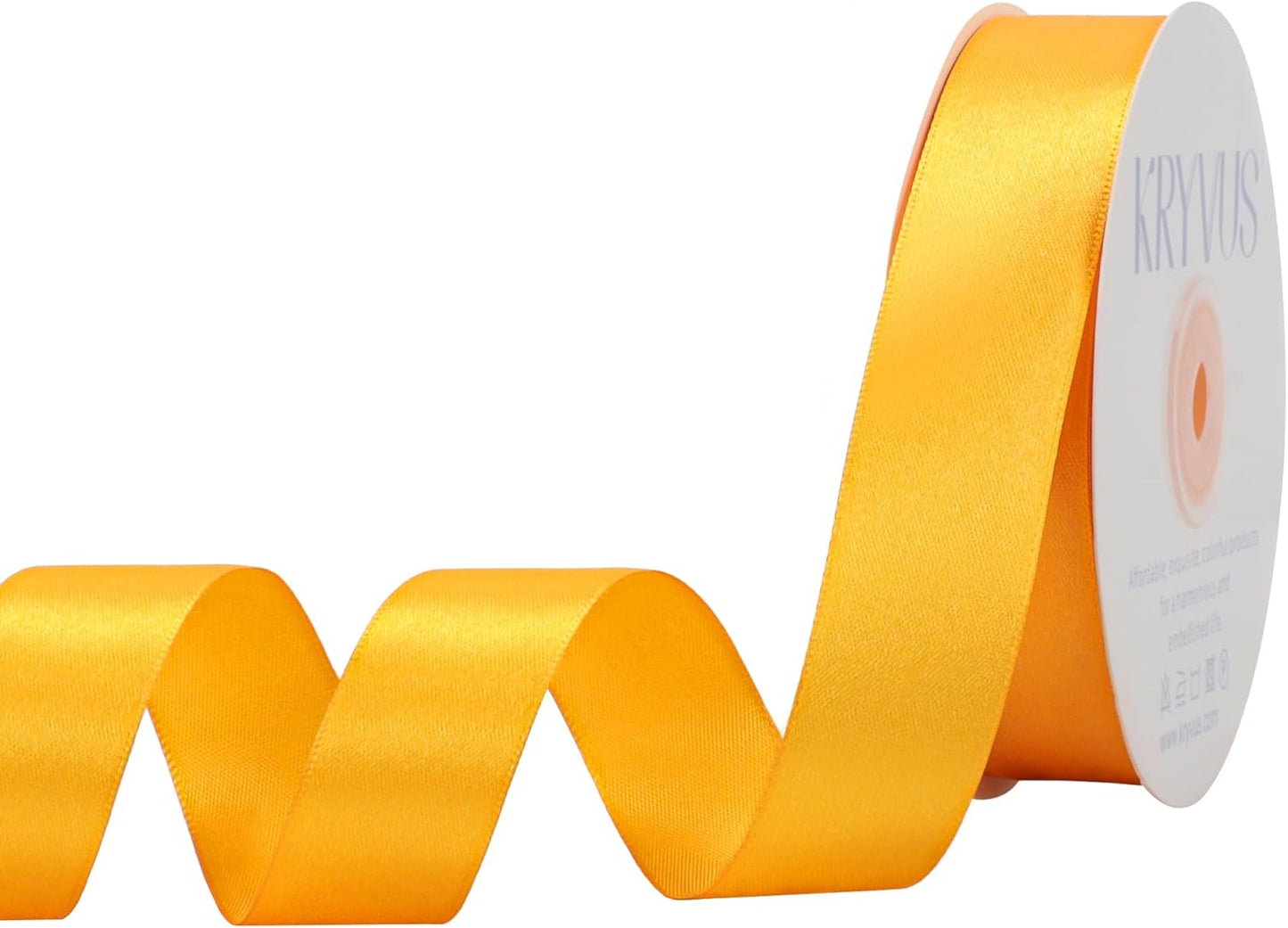 Yellow Satin Ribbon 1 inch X Continuous 50 Yards, Single Face Polyester Ribbon Perfect for Gift Wrapping, Flower Bouquet, Wedding Decor, Crafts, Bow Making, Sewing and More