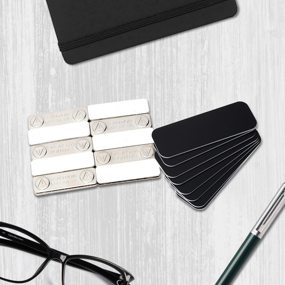 Brushed Silver Name Tag Blanks – 25 Pack, 1" x 3", Round Corners, Professional Engravable Badges with Magnetic Backing – All Quality Badges