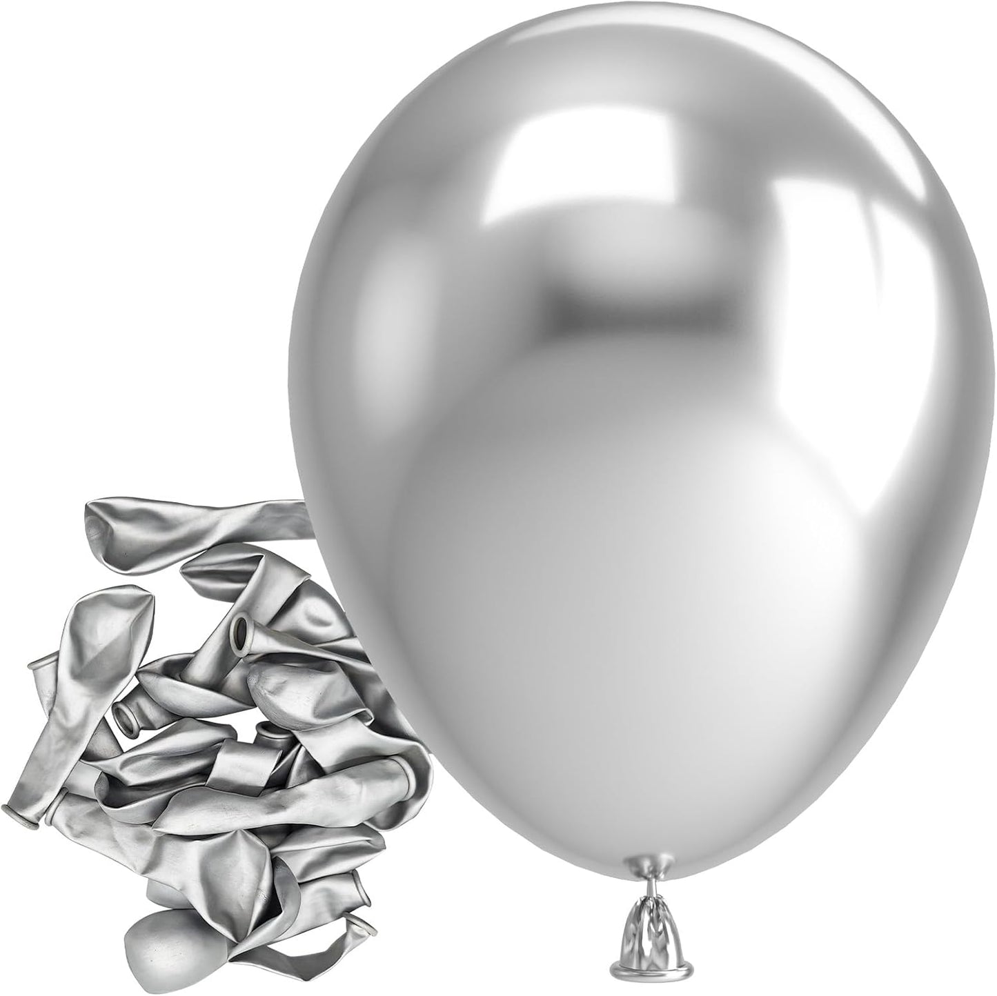 Bezente Metallic Silver Balloons Latex Balloons - 150 Pack 5 inch Chrome Silver Helium Balloons for Wedding Birthday Bridal Shower Graduation Anniversary Party Decorations