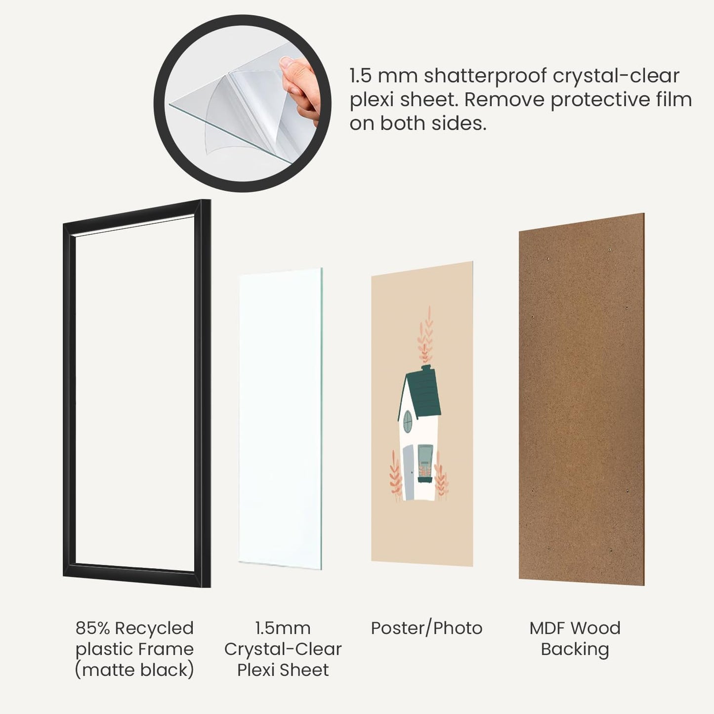 Opposite Wall - 20x28 in, 50x70 cm - Black Picture Frame - Lightweight, Versatile & Shatterproof - Wall Hanging Photo or Poster Frame - Wall Decor for Office, Gallery & Home