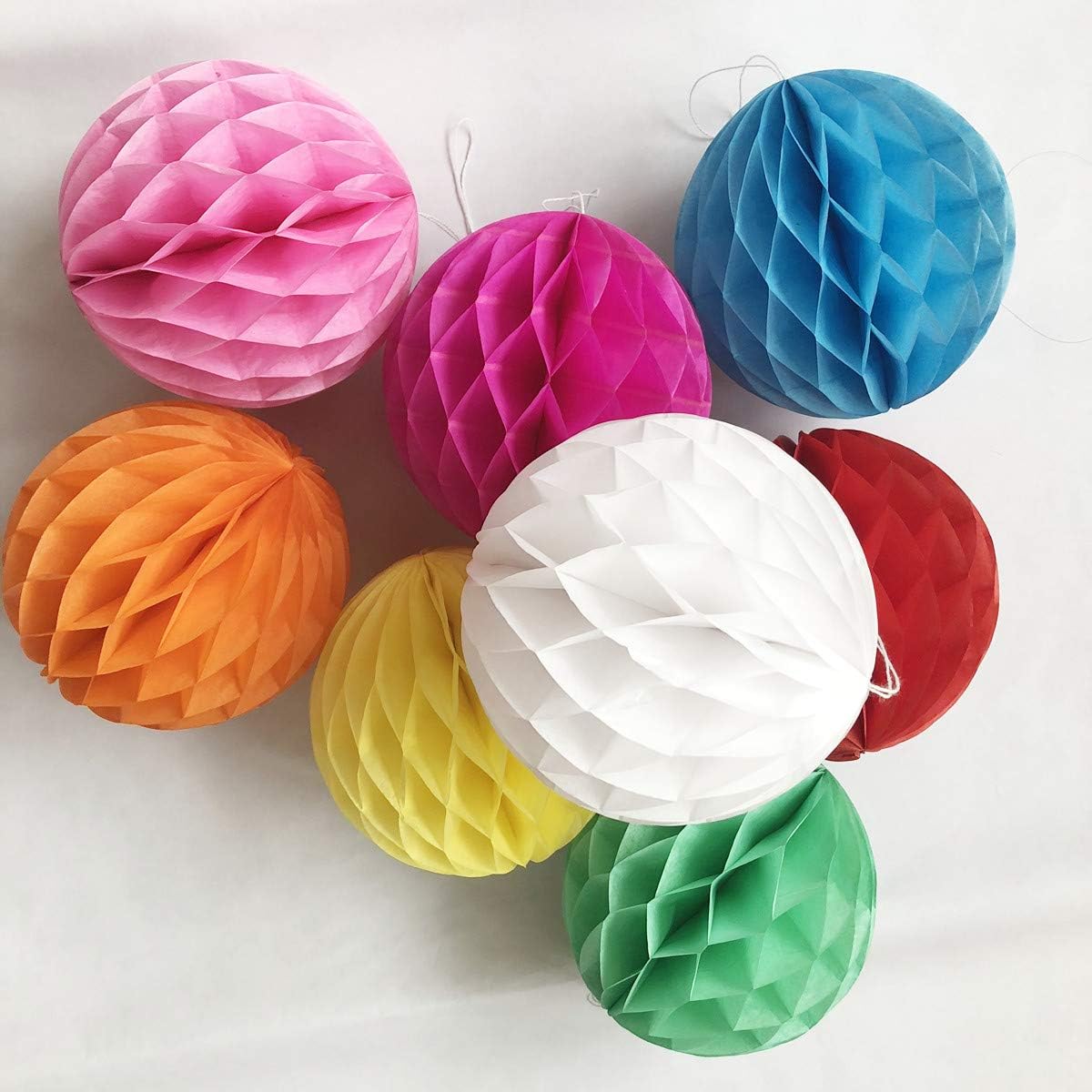 8pcs 10 Inch Paper Honeycomb Balls Decorative Tissue Pom Poms Flower Art Hanging Balls for Birthday Wedding Nursery Baby Shower Home Decor (10inch, Multi-Color)