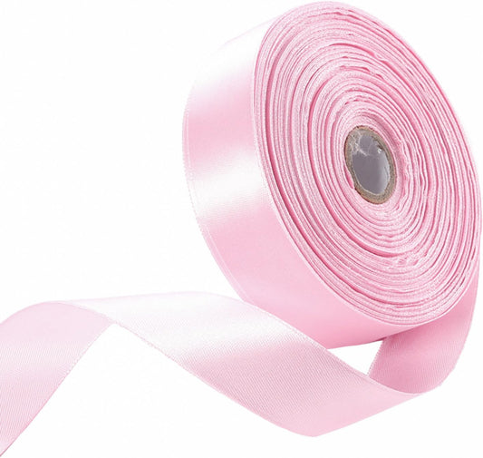 1" x 50 Yards Light Pink Satin Ribbon Single Faced Fabric Ribbons for Gift Wrapping, Crafting, Bows Making, Flower Bouquet, Wedding, Home Decor