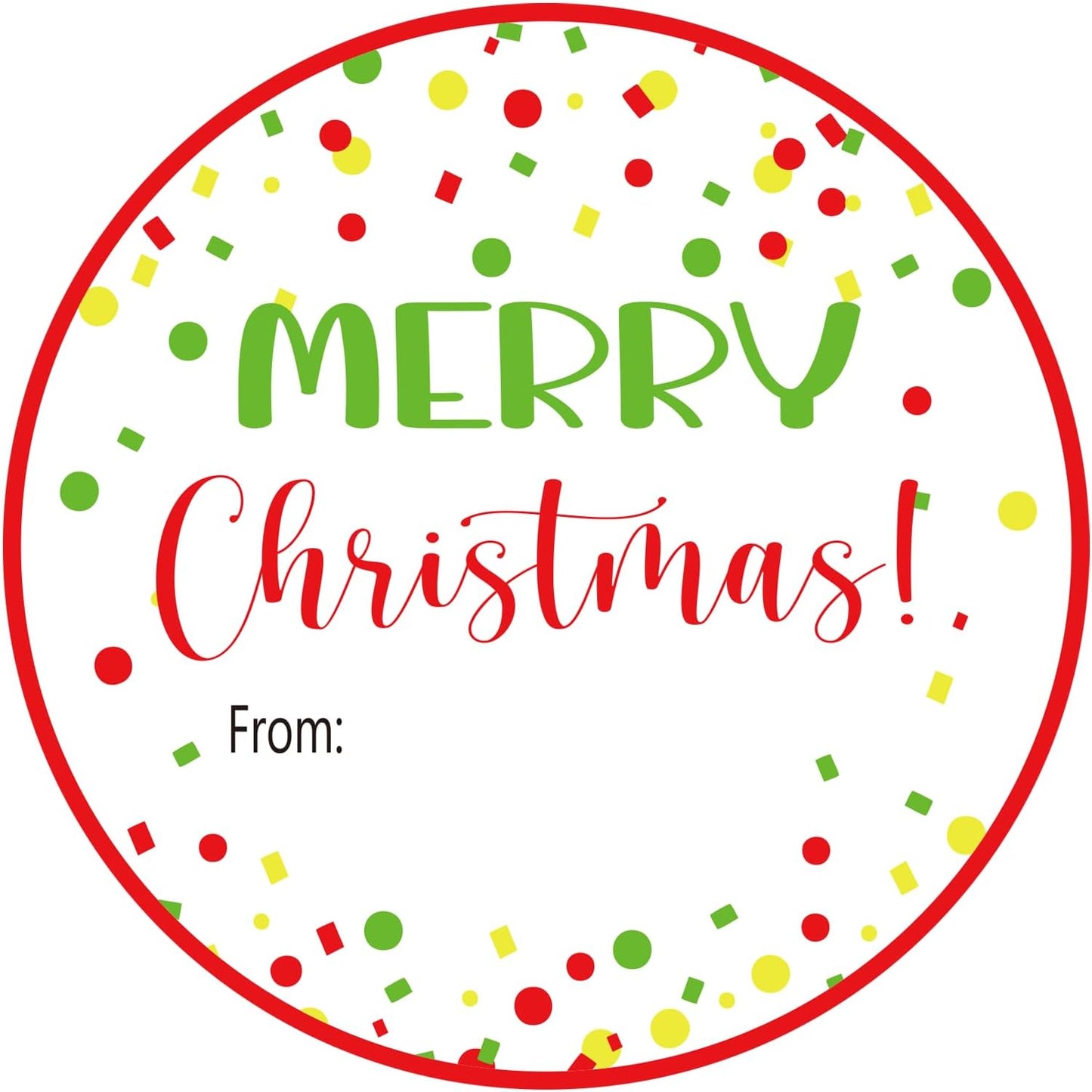 120Pcs Merry Christmas Stickers, 2" Christmas Name Tags Stickers Self-Adhesive, Color Points Xmas Labels for Gifts, Happy Holidays Stickers for Party Window Gift Goodie Bags Xmas Decor