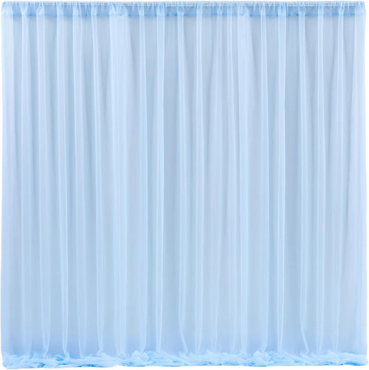 10x10 Blue Tulle Backdrop Curtains for Parties, Sheer Backdrop Curtain Wedding Photo Background Drapes for Baby Shower Photography Birthday Party
