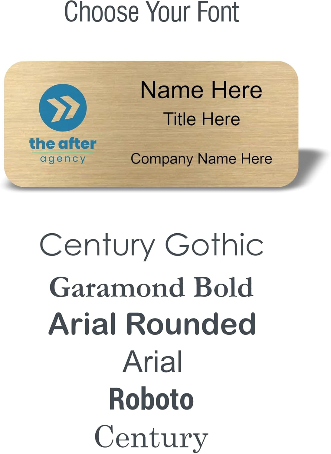 Custom Name Tag with Logo - Personalized Name Badge with Magnet Backing - Choose Your Size and Color (Gold Metal 3"x1.25" - Logo on Left)