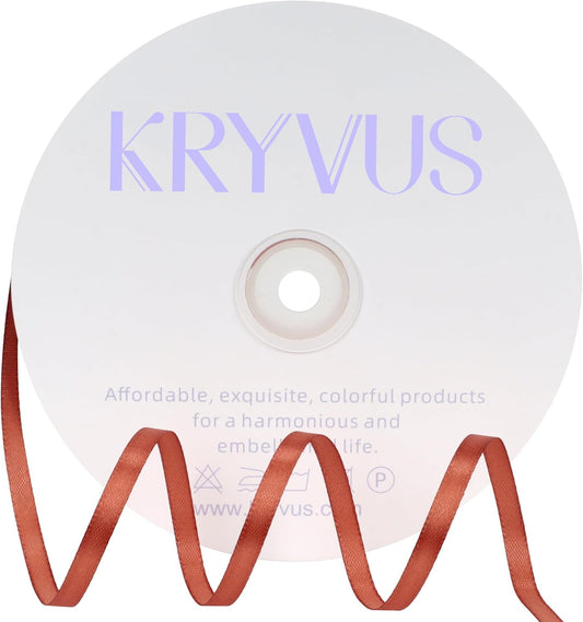 Copper Satin Ribbon 1/4 inch X Continuous 100 Yards, Single Face Polyester Ribbon Perfect for Gift Wrapping, Flower Bouquet, Wedding Decor, Crafts, Bow Making, Sewing and More