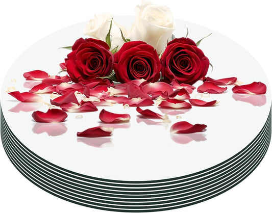 9PCS Round Mirrors for Centerpieces, 12 Inch Acrylic Mirrors Candle Plate Circle Mirror Candles Trays Large Wedding Mirror Tiles for Table Centerpieces Birthday Party Decorations, Crafts, Wall Decor