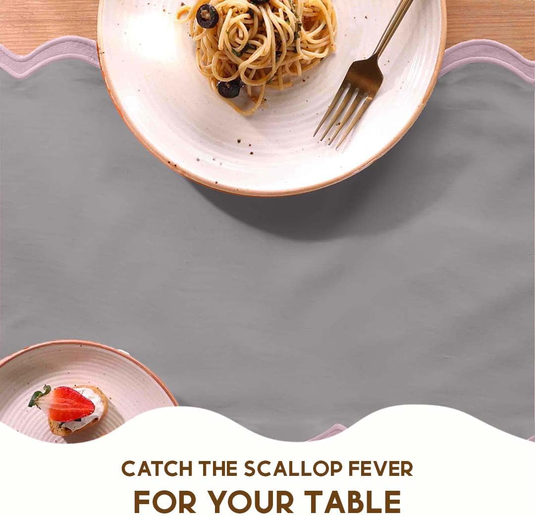 Folkulture Table Runner | Table Runners 108 inches Long | Scallop Table Runner for Farmhouse Decor or Boho Decor | Purple Table Runners for Dining Room Table Decor | Table Decorations for Party