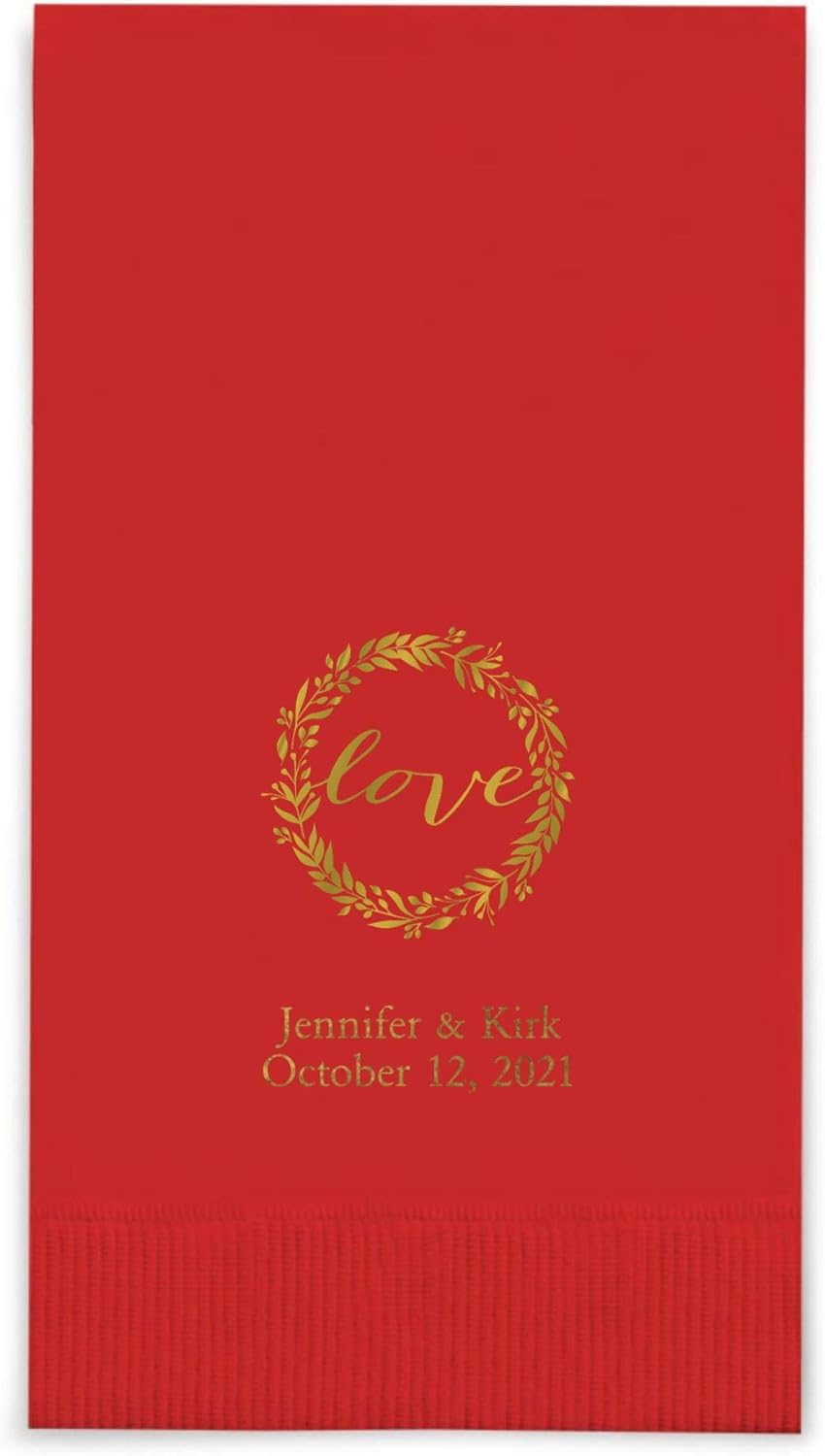 Weddingstar Personalized Printed Paper Napkins 3-Ply 40 Pack Dinner - Rectangular Fold Red