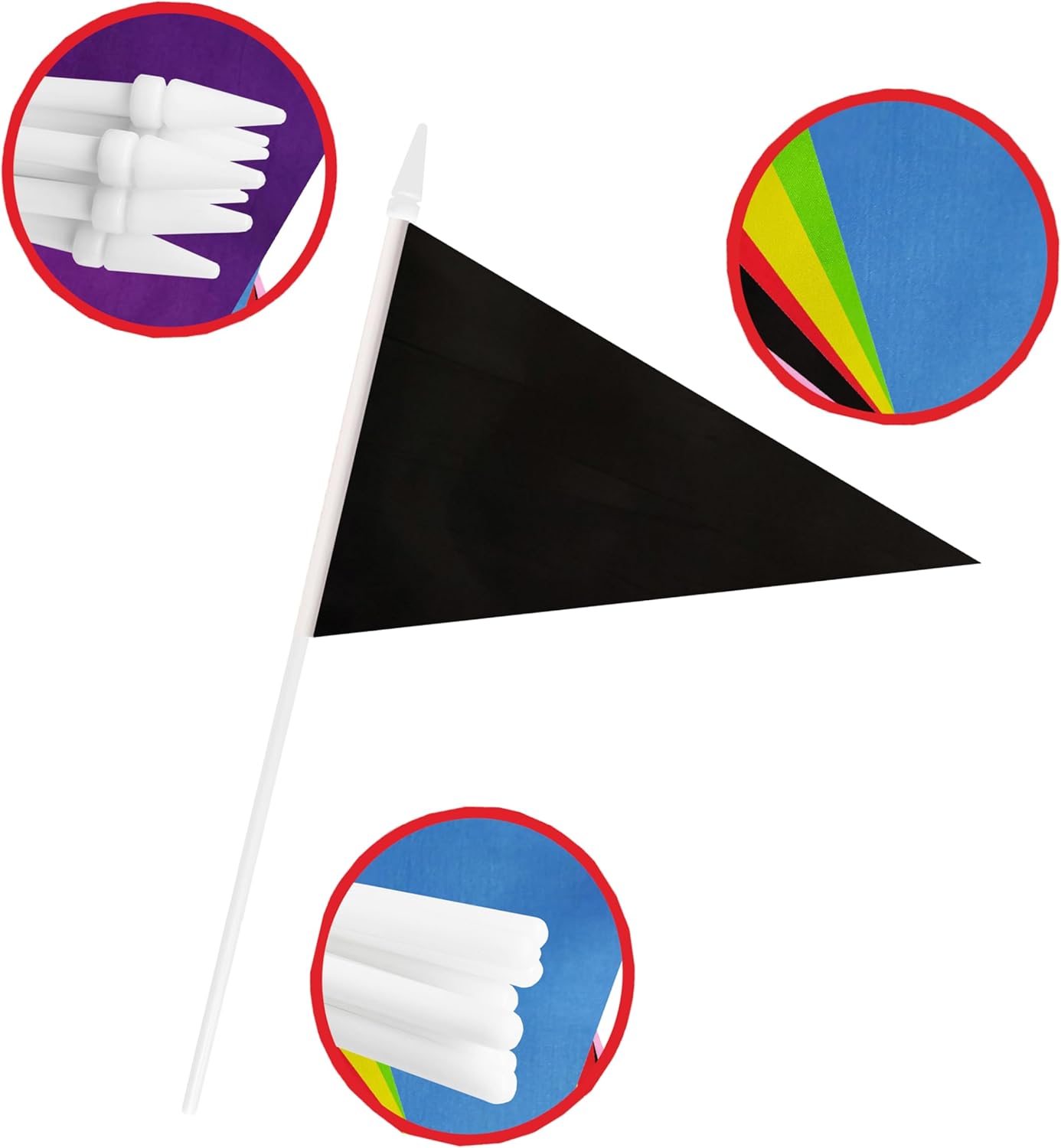 12 Pack Black Pennant Flags Small Mini Hand Held Solid Color Pennant On Sticks Flags with 12.6"Solid Pole & Spear Top,Party Events Celebration,School,Grand Opening,Kids Birthday,Sports Clubs,Flower Pot