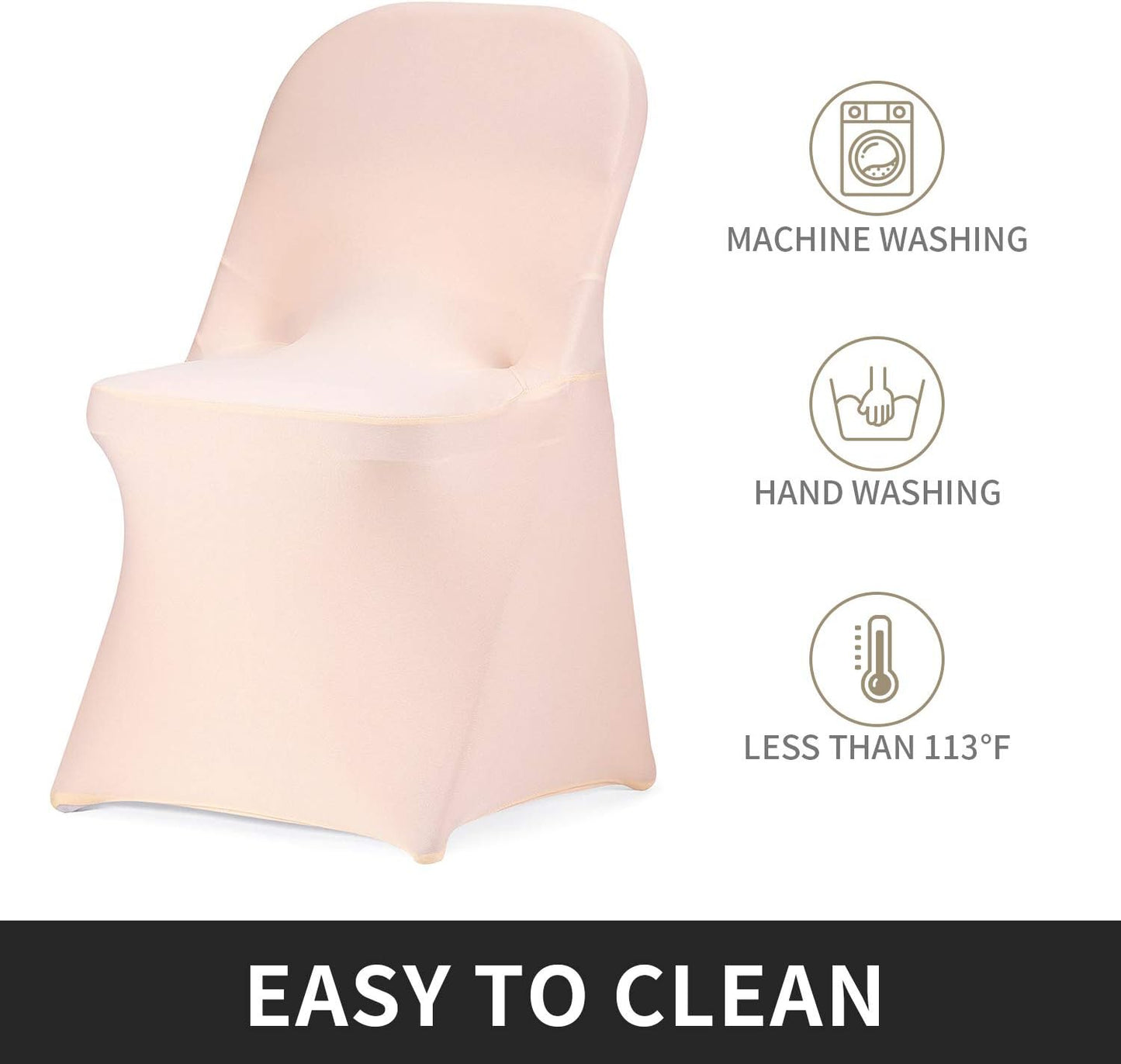 Peomeise Stretch Spandex Folding Chair Cover for Wedding Party Dining Banquet Event (Blush Pink,25pcs)