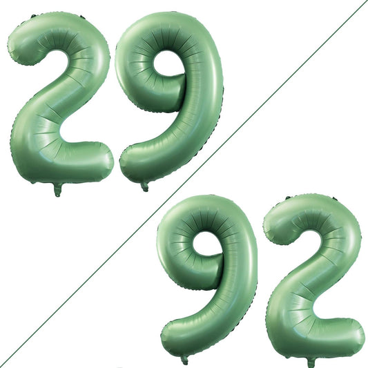 GOER Number 29 Balloons for 29th Birthday Party Decorations,42 Inch Jumbo Foil Helium 92 Balloons for 92nd Birthday 2029 New Year Eve Graduation Party Decoration (Sage Green)