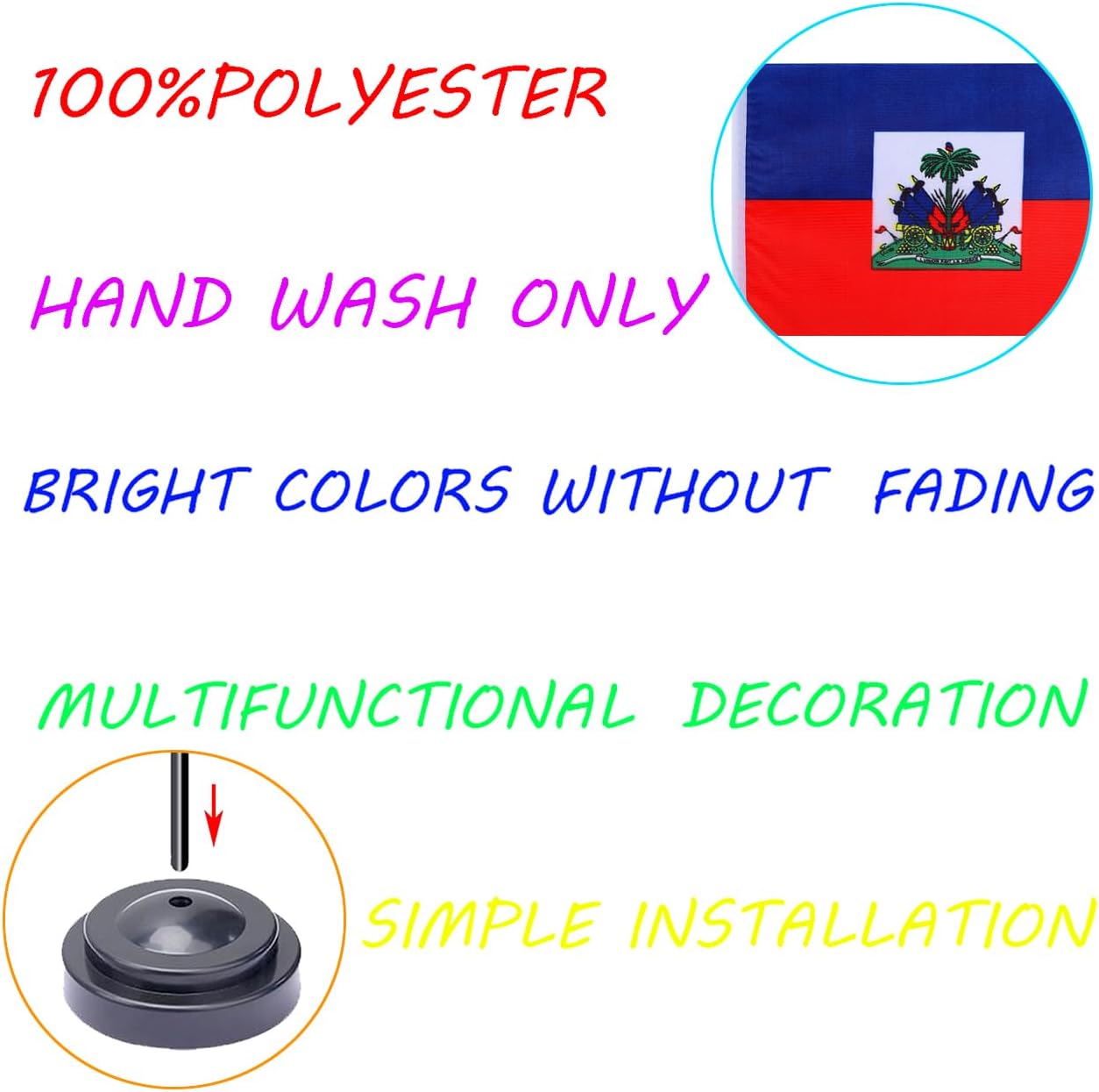 WXTWK 2 Pack Haiti Flag Haiti Deluxe Desk Flag Set - Mini Small Haitian Table Office Flags with Black 12" Solid Pole Stand Base Classroom Meeting Desktop Decorations