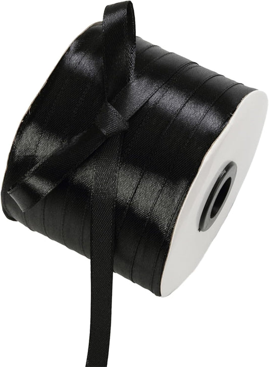 3/8" x 230 Yards Black Satin Ribbon Single Faced Bulk Fabric Ribbons for Gift Wrapping, Crafting, Scrapbooking, Bows and Card Making