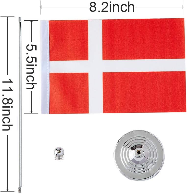 Denmark Flag Danish Flags, Small Mini Danish Desk Flag, Used for Table Office Classroom Home Patriotic Events Decorations