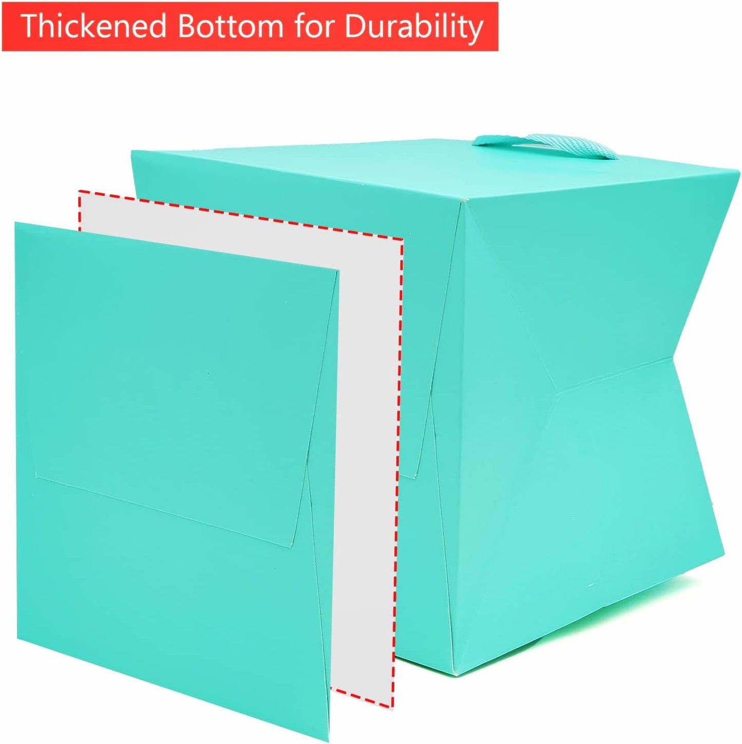 Teal Blue Paper Gift Bag 12 in Large Gift Box Square Bottom Kraft Paper Bags with Handles for Wedding Baby Shower Birthday Party (Teal Blue, 12 x 12 x 12 in, 10 CT)